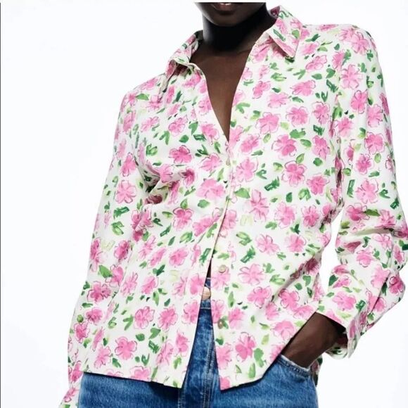 Zara RARE Floral blouse M, NWT - Picture 2 of 12